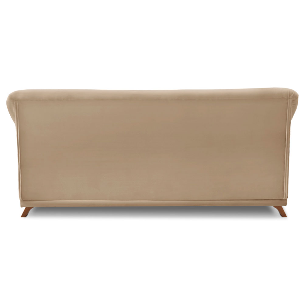Sofá Living 2 Lugares 1,60m Vênus Suede Bege Pés Castanho - Pallazio