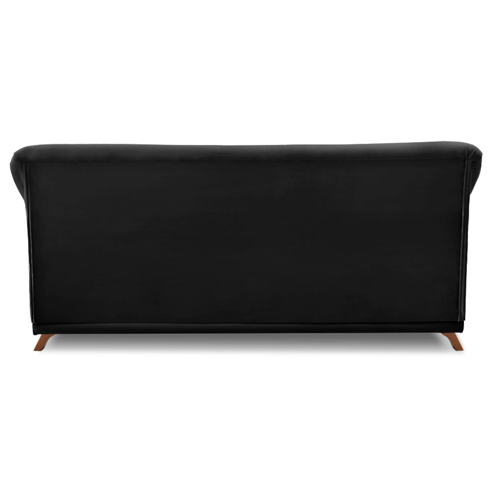 Sofá Living 2 Lugares 1,60m Vênus Suede Preto Pés Castanho - Pallazio