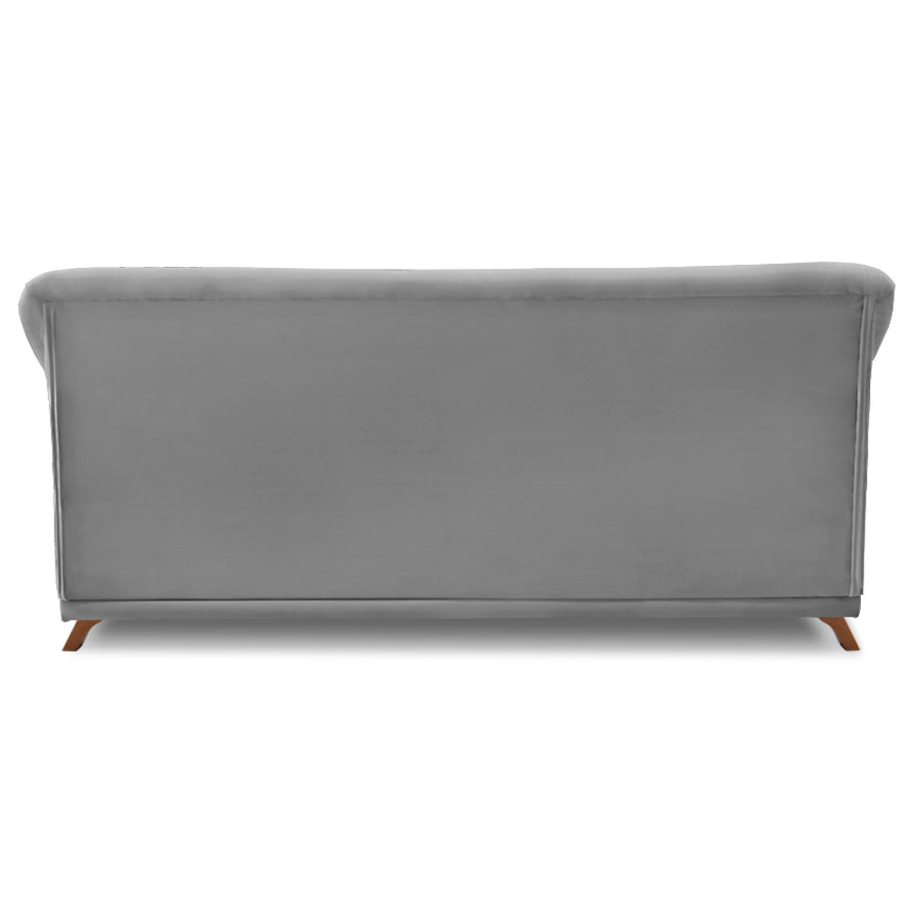 Sofá Living 2 Lugares 1,60m Vênus Veludo Cinza Grafite Pés Castanho - Pallazio