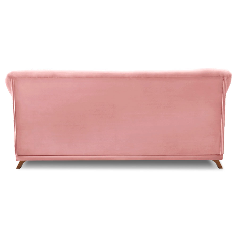 Sofá Living 2 Lugares 1,60m Vênus Veludo Rosa Pés Castanho - Pallazio