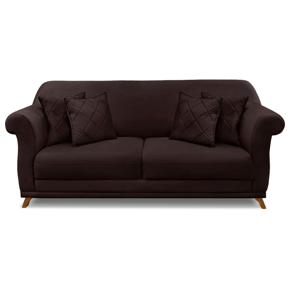 Sofá Living 2 Lugares 1,80m Vênus Suede Marrom Café Pés Castanho - Pallazio