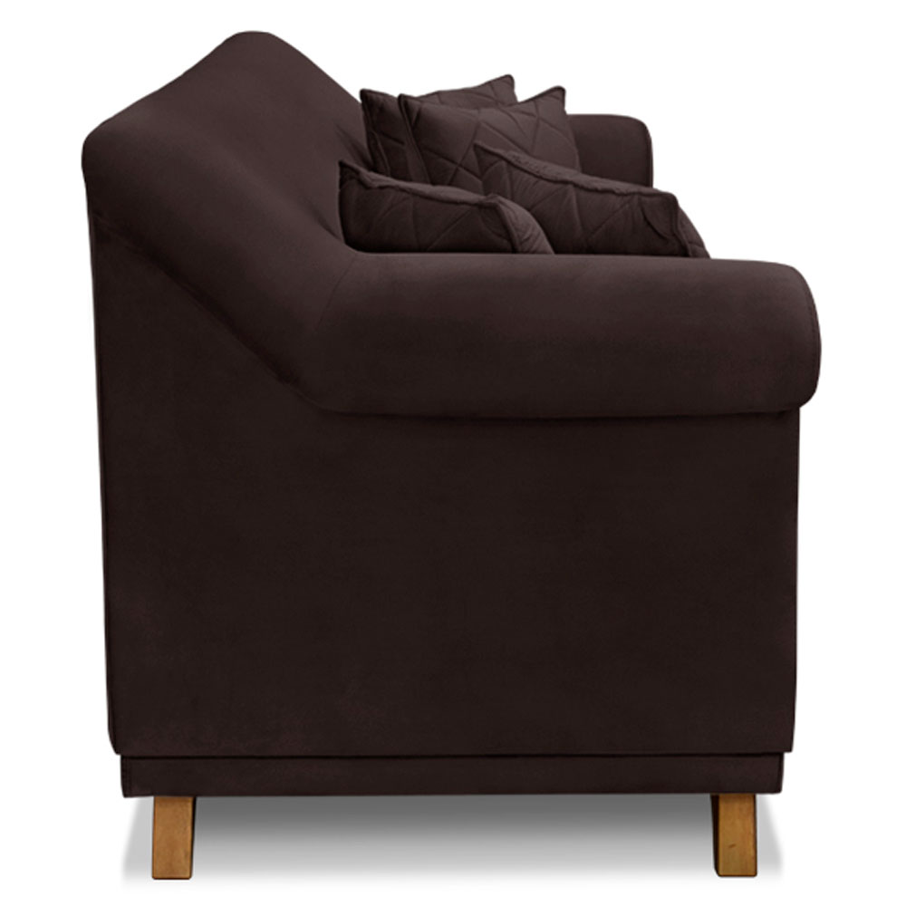 Sofá Living 2 Lugares 1,80m Vênus Suede Marrom Café Pés Castanho - Pallazio