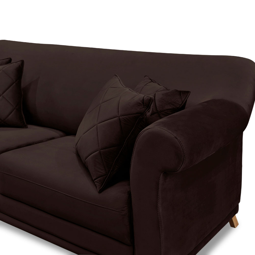 Sofá Living 2 Lugares 1,80m Vênus Suede Marrom Café Pés Castanho - Pallazio