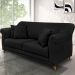 Sofá Living 2 Lugares 1,80m Vênus Suede Preto Pés Castanho - Pallazio