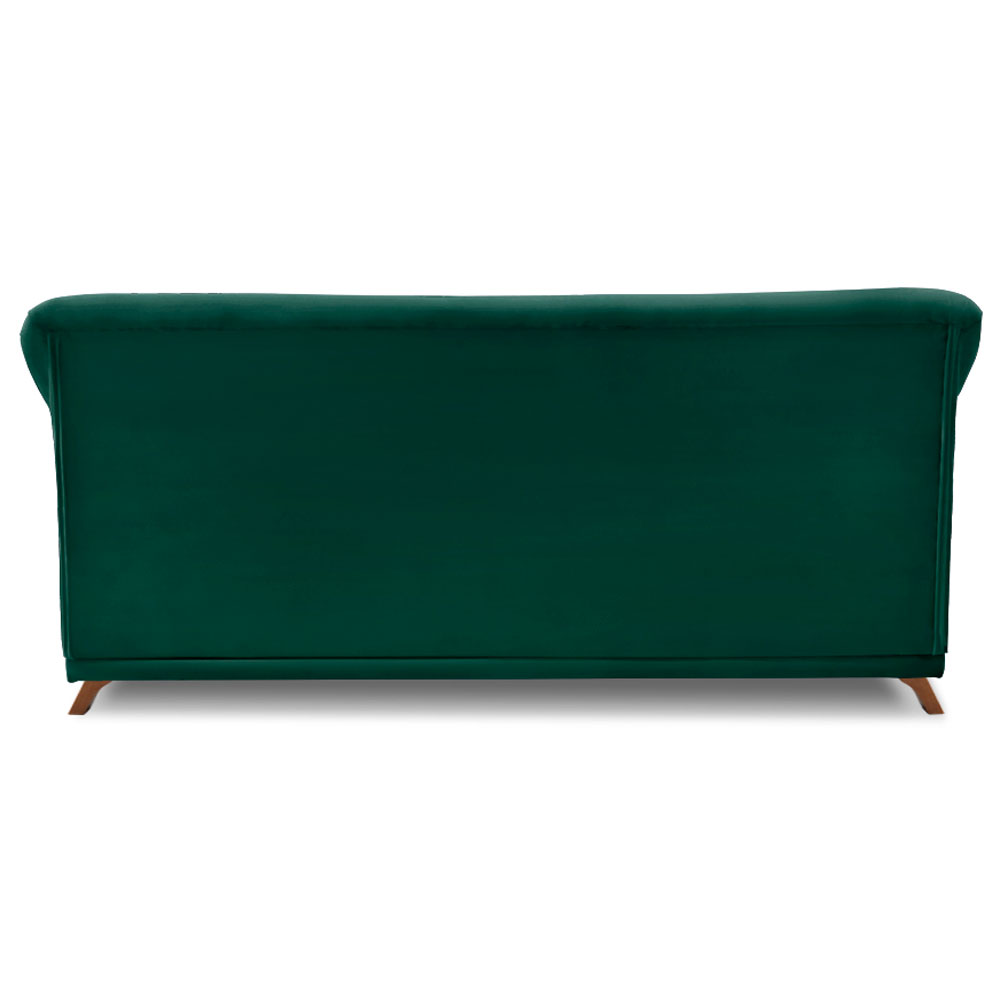 Sofá Living 2 Lugares 1,80m Vênus Veludo Verde Floresta Pés Castanho - Pallazio