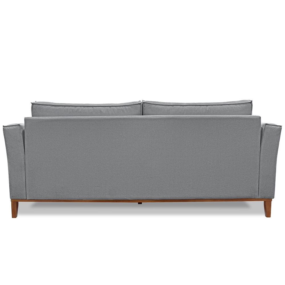 Sofá Living 2 Lugares 1,90m Vega Linho Grafite Pés Castanho - Pallazio