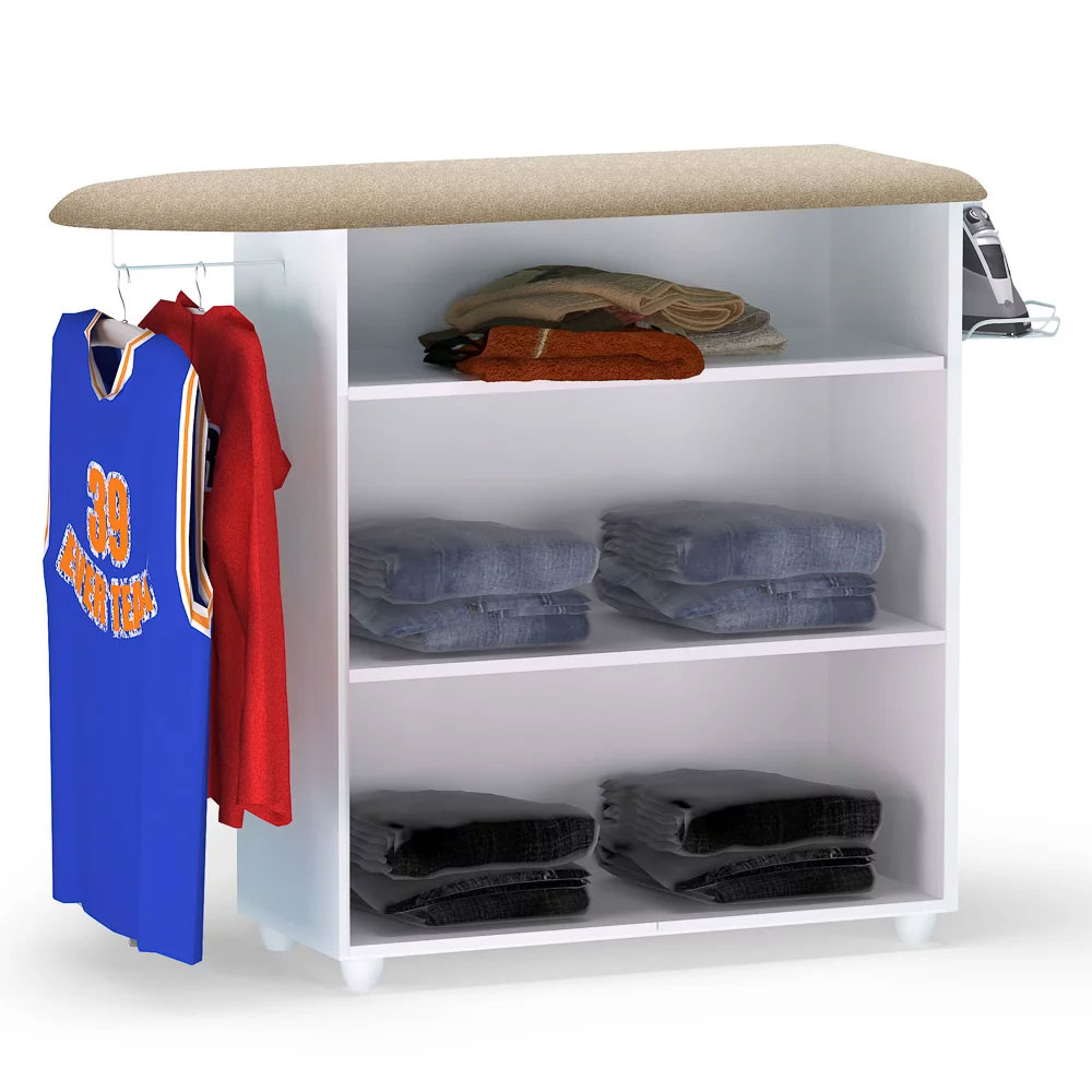 Tábua de Passar Roupa com Balcão 02 Portas Luna Branco 111 cm - Pallazio