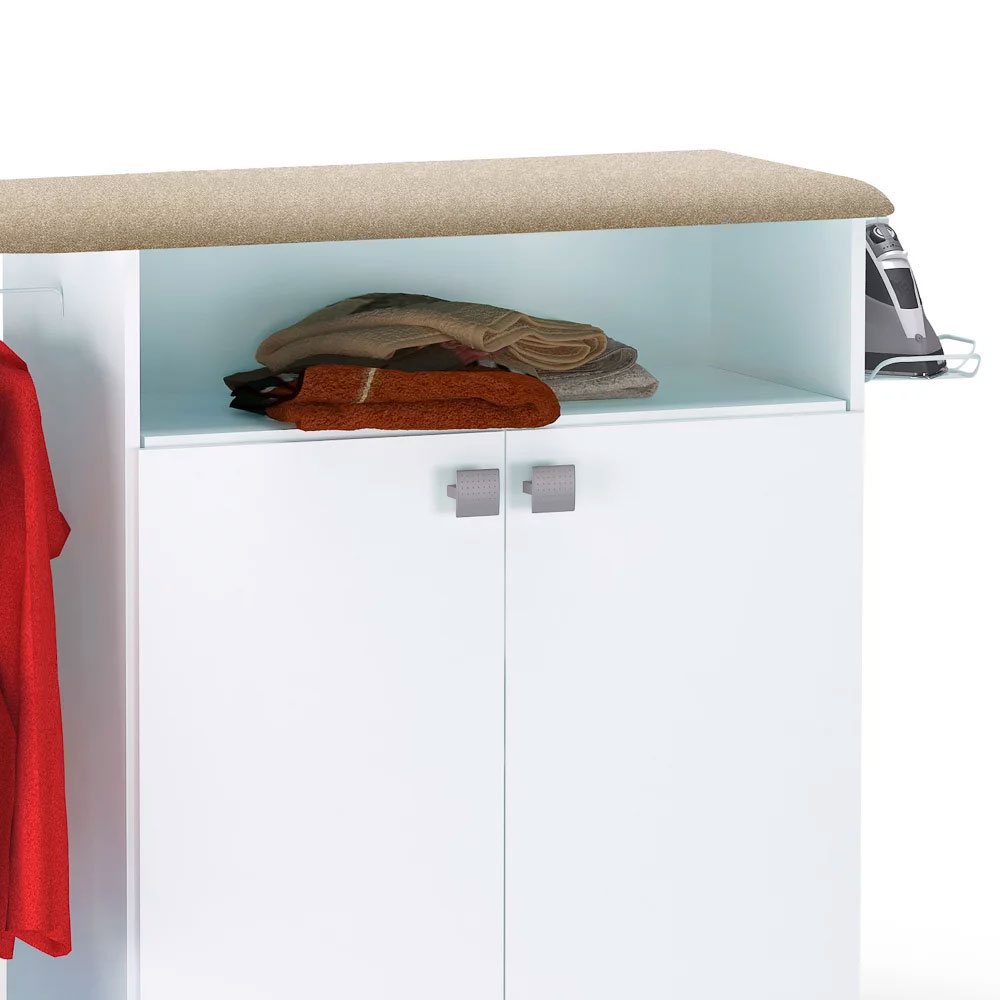 Tábua de Passar Roupa com Balcão 02 Portas Luna Branco 111 cm - Pallazio