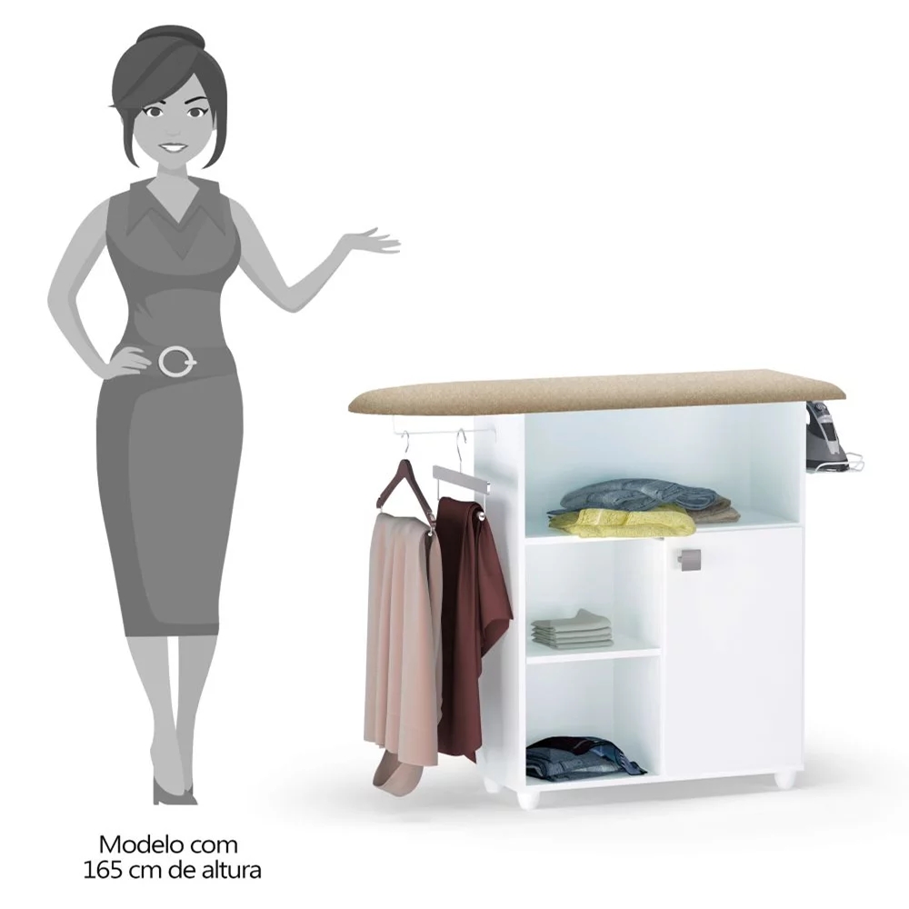 Tábua de Passar Roupa com Balcão Vitória Branco 107 cm - Pallazio
