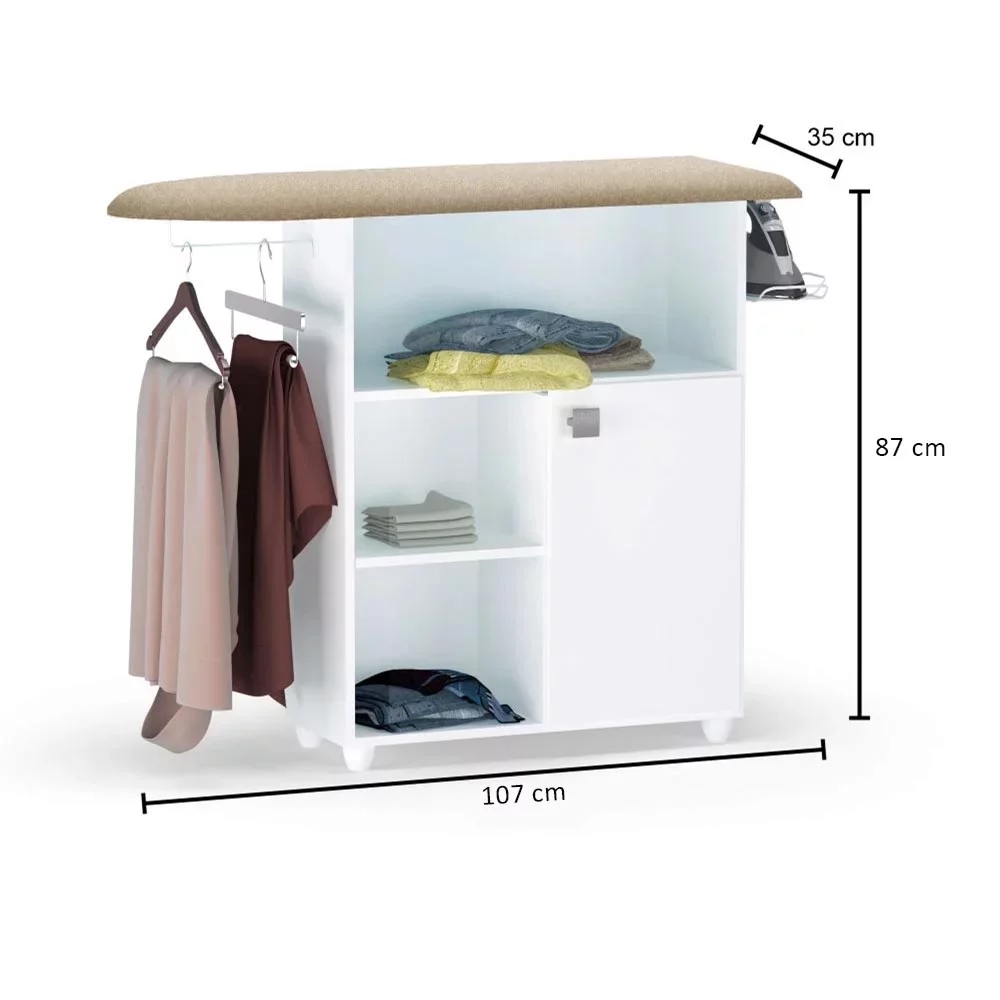 Tábua de Passar Roupa com Balcão Vitória Branco 107 cm - Pallazio