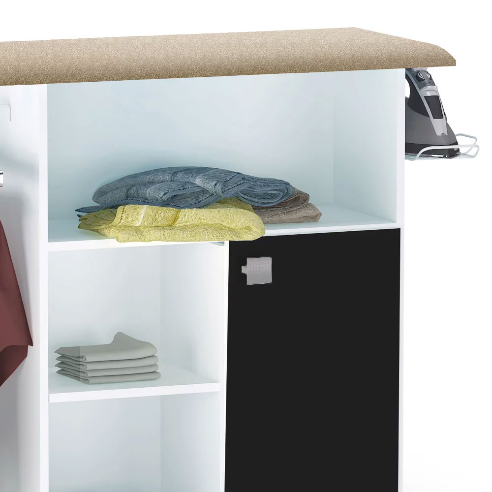 Tábua de Passar Roupa com Balcão Vitória Branco/Preto 107 cm - Pallazio