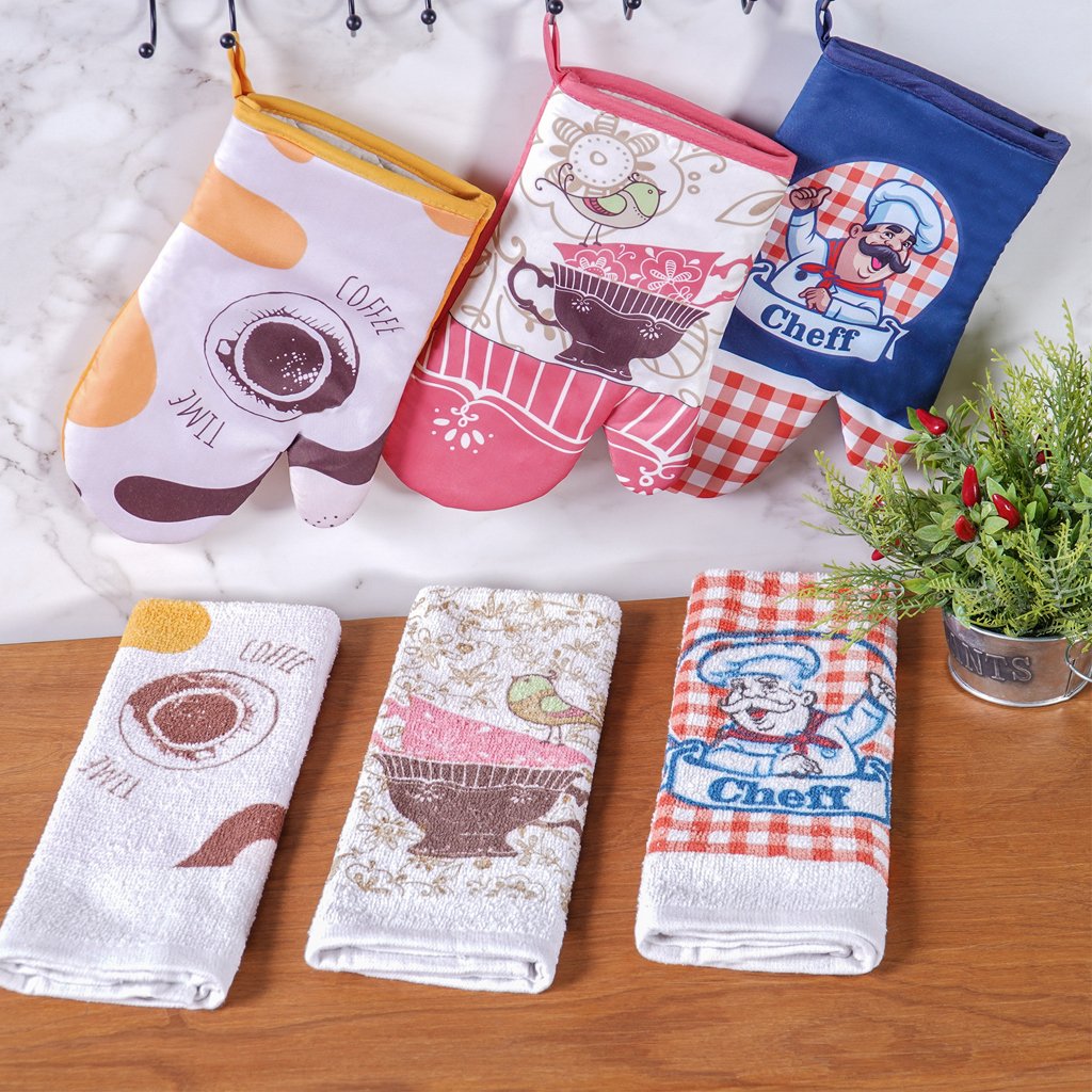 Kit de Cozinha 2 Peças com Luva e Pano Felpudo Bene Casa Sortidos