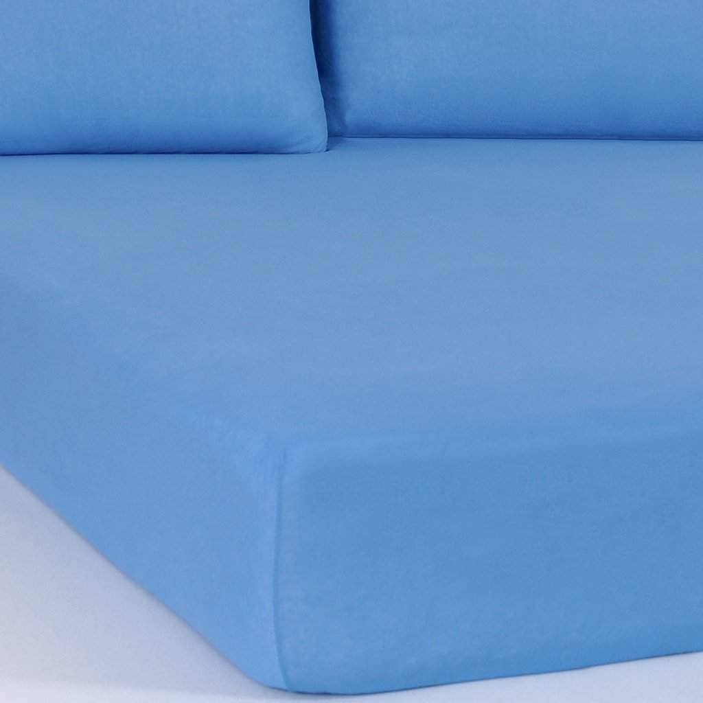 Lençol Queen Serena Malha 100% Algodão 158x198x35cm Azul