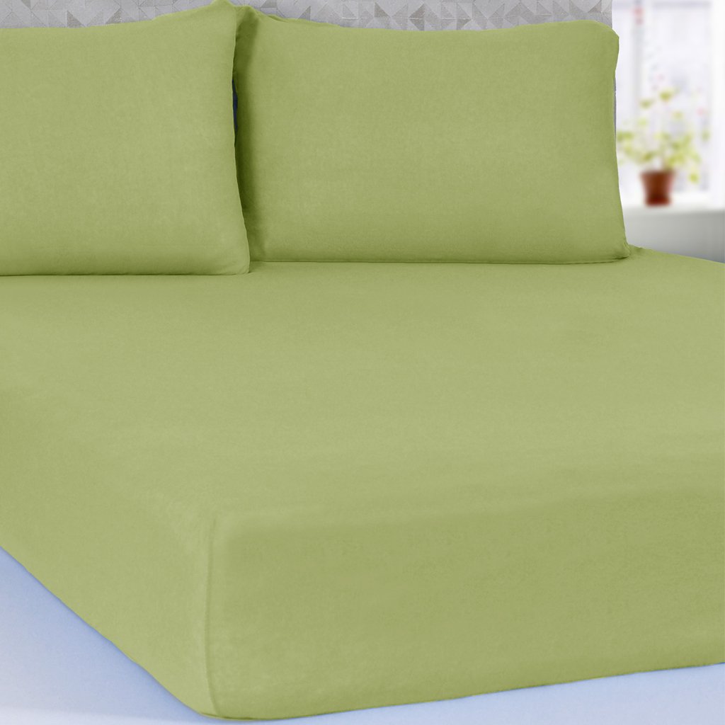 Lençol Queen Serena Malha 100% Algodão 158x198x35cm Verde