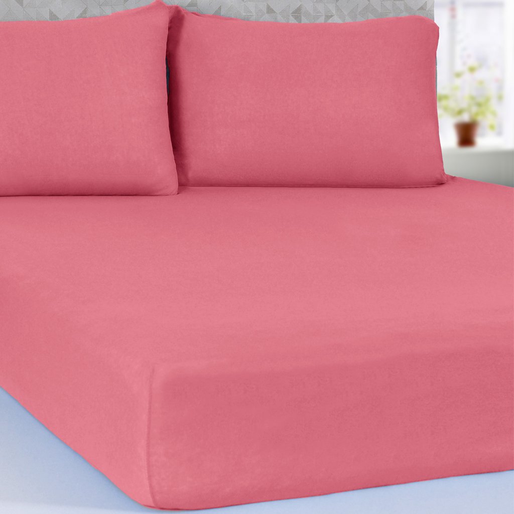 Lençol Solteiro Serena Malha 100% Algodão 88x188x23cm Goiaba