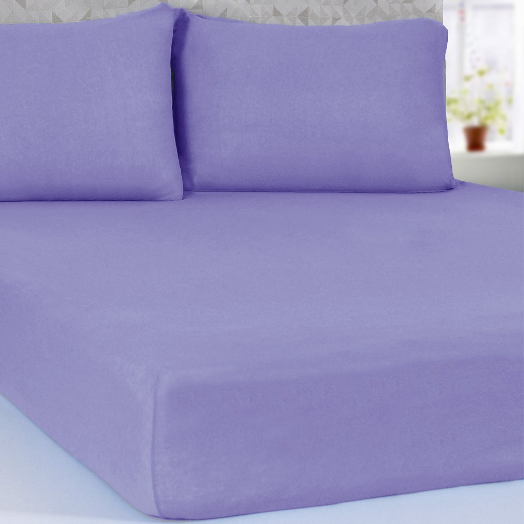 Lençol Solteiro Serena Malha 100% Algodão 88x188x23cm Lilás
