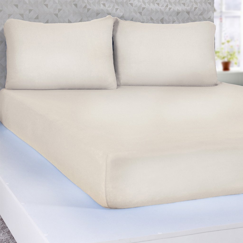 Lençol Solteiro Serena Malha 100% Algodão 88x188x23cm Pérola