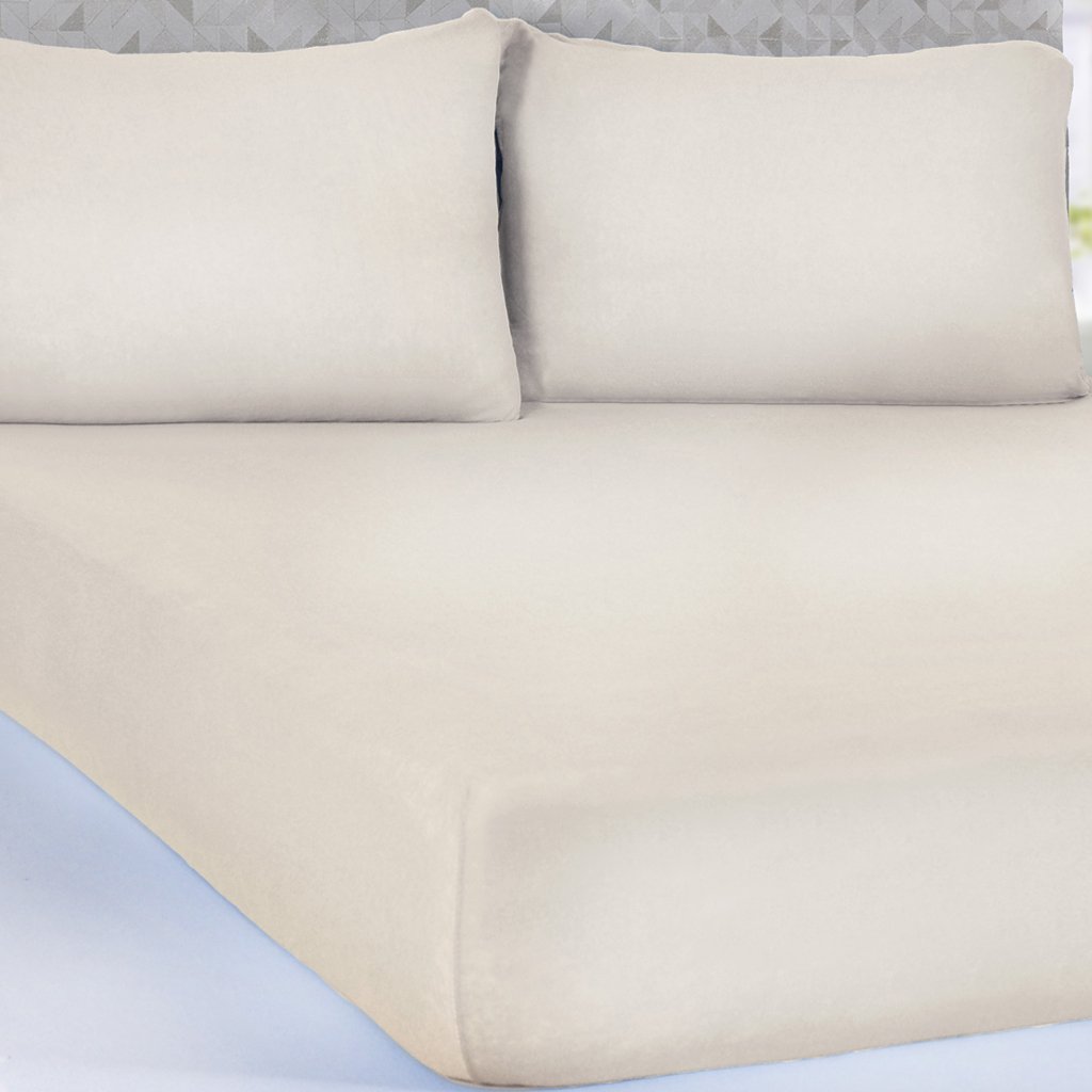 Lençol Solteiro Serena Malha 100% Algodão 88x188x23cm Pérola