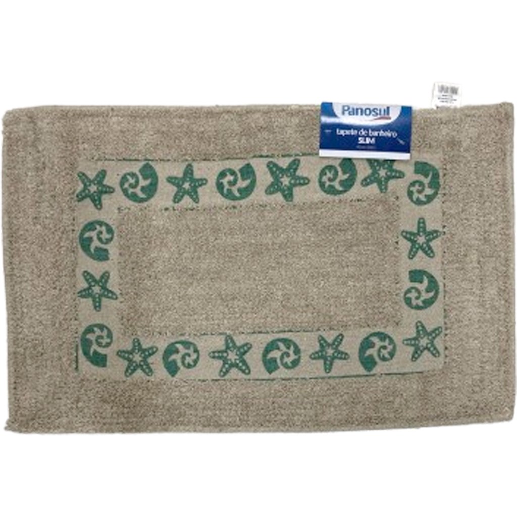 Tapete de Banheiro Slim Algodão 40x60cm Conchas Verdes