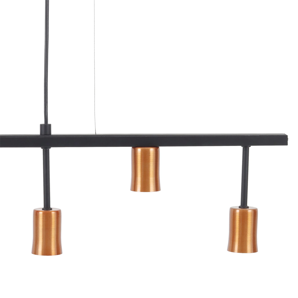 Pendente Trilho Para 5 Lampadas Cor Preto e Cobre