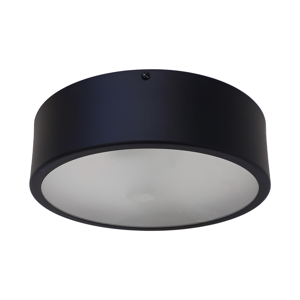 Plafon Redondo De Alumínio Preto 25cm 2L