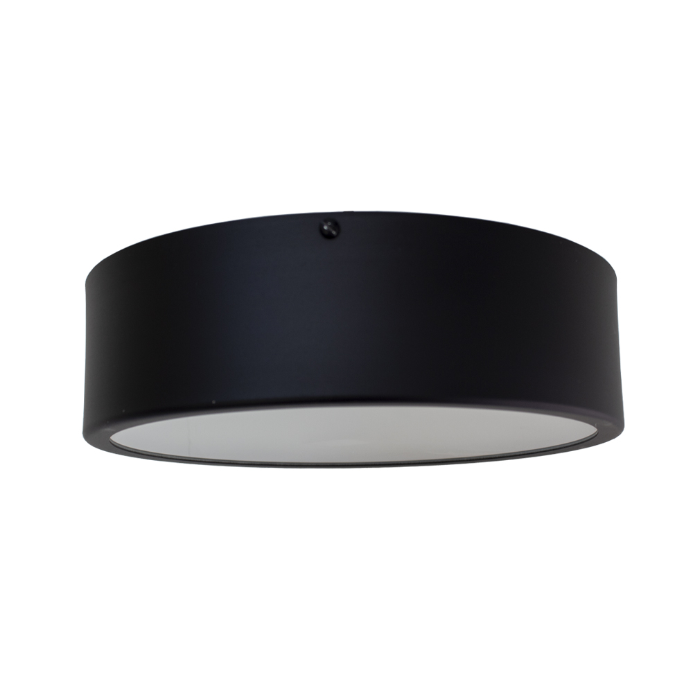 Plafon Redondo De Alumínio Preto 25cm 2L