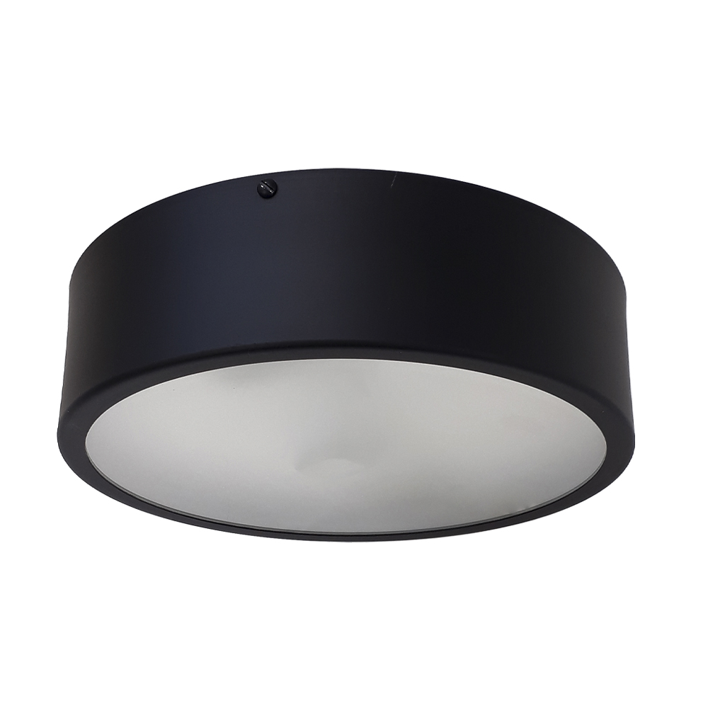 Plafon Redondo De Alumínio Preto 25cm 2L