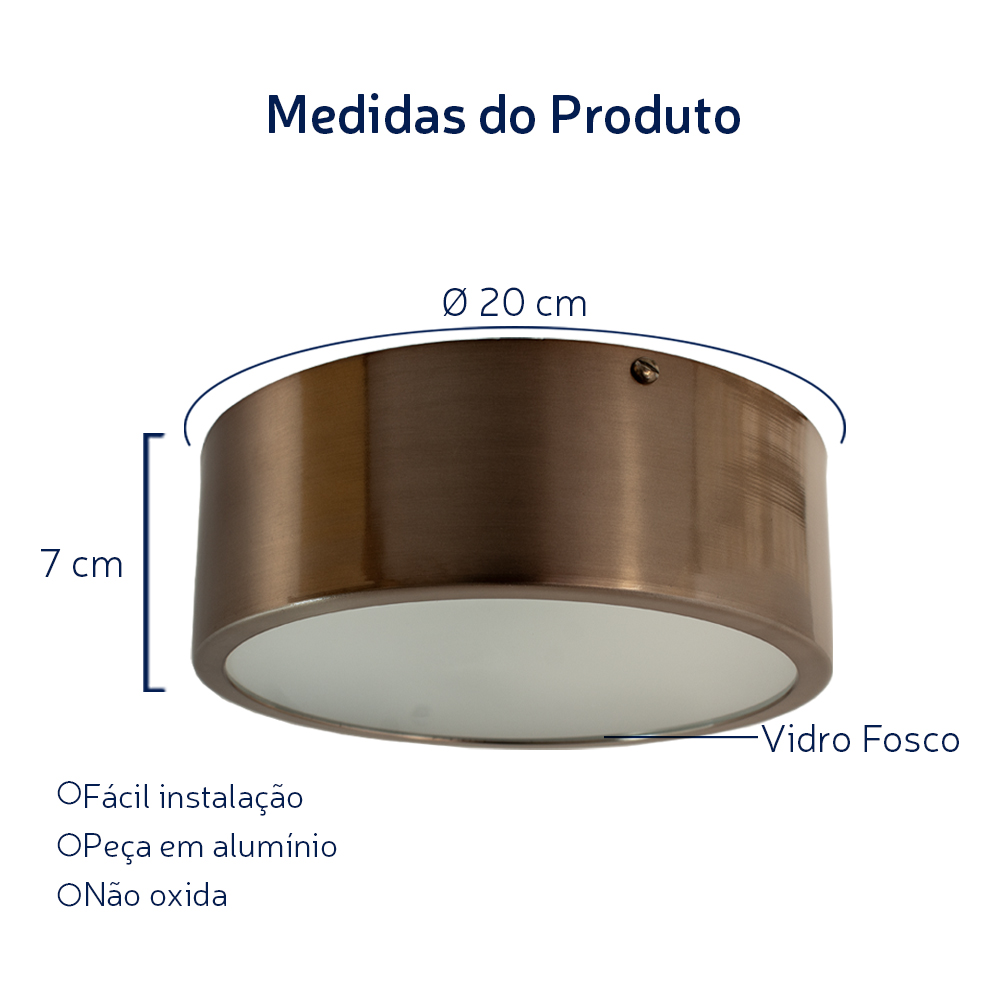 Plafon Redondo De Aluminio Grafite 20cm 1L