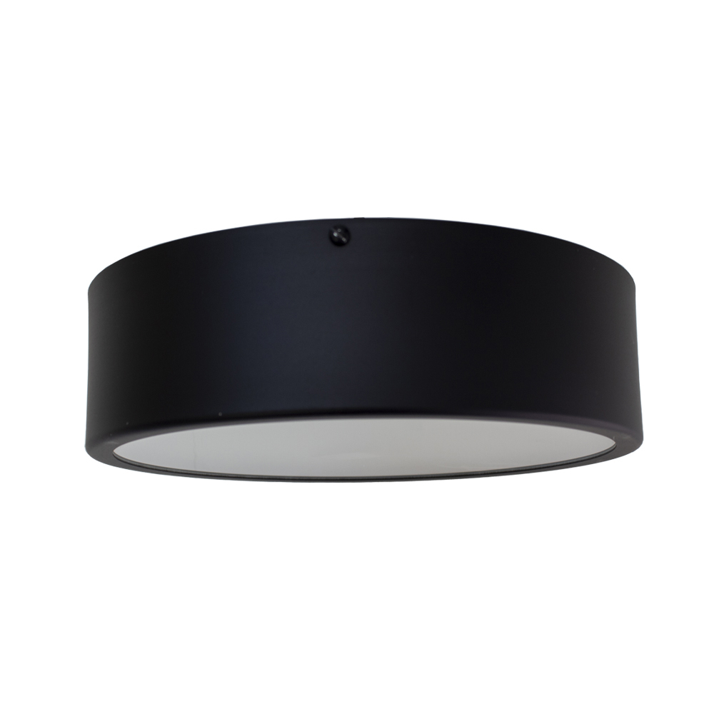 Plafon Redondo De Aluminio Preto Fosco 20cm 1L