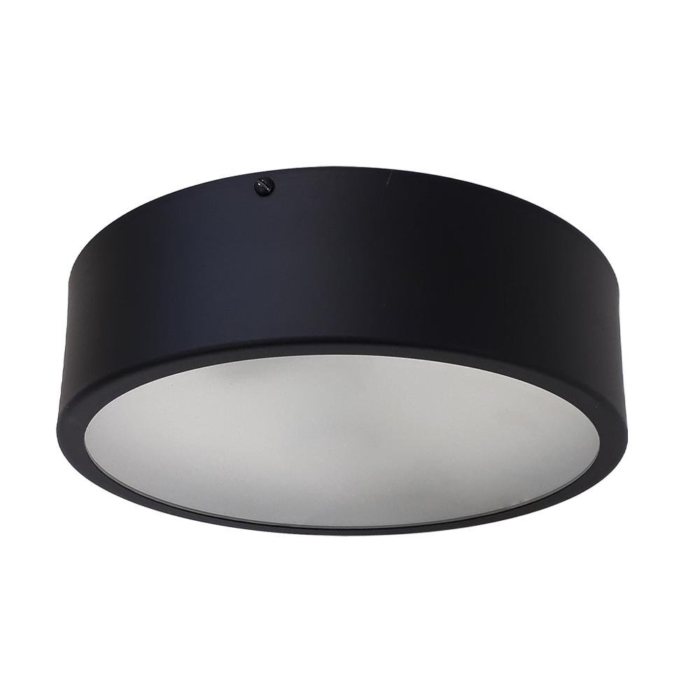 Plafon Redondo De Aluminio Preto Fosco 20cm 1L