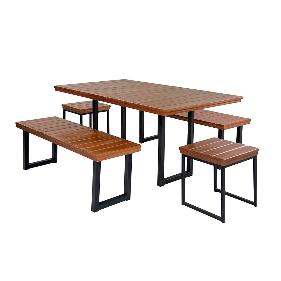 Conjunto de Mesa de Jantar Retangular com 4 Bancos Capri Marrom e Preto