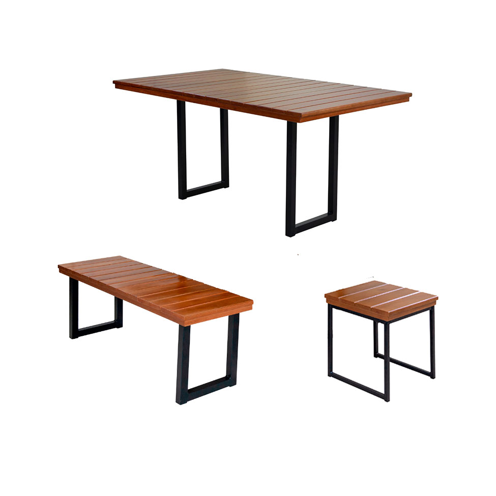 Conjunto de Mesa de Jantar Retangular com 4 Bancos Capri Marrom e Preto