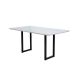 Conjunto de Mesa de Jantar Retangular com Tampo de Vidro Branco e 6 Cadeiras Madri Azul e Preto