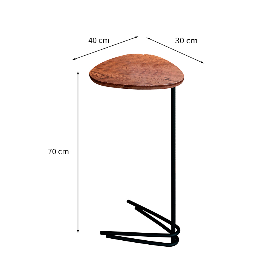 Mesa Lateral Triangular Veneza Cinamomo e Preta