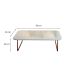 Mesa de Centro Retangular com Tampo de Vidro Roma Off White e Rosê Gold