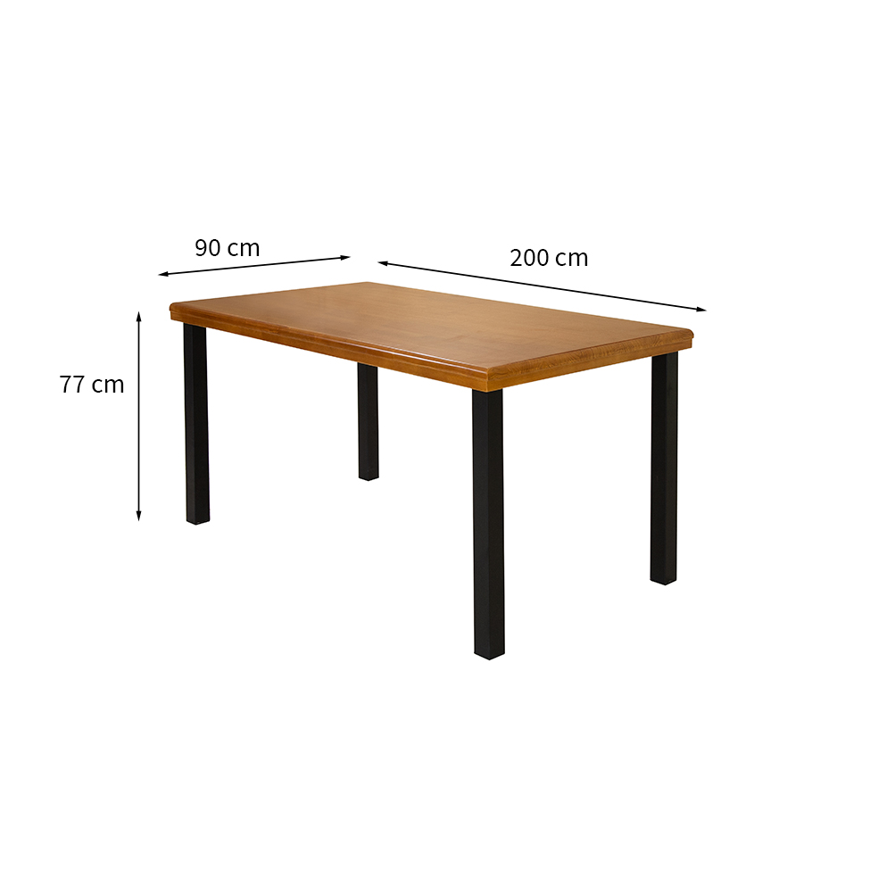 Mesa de Jantar Retangular Pisa Marrom e Preta 200 cm