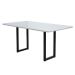 Mesa de Jantar Retangular com Tampo de Vidro Itália Branca e Preta 160 cm