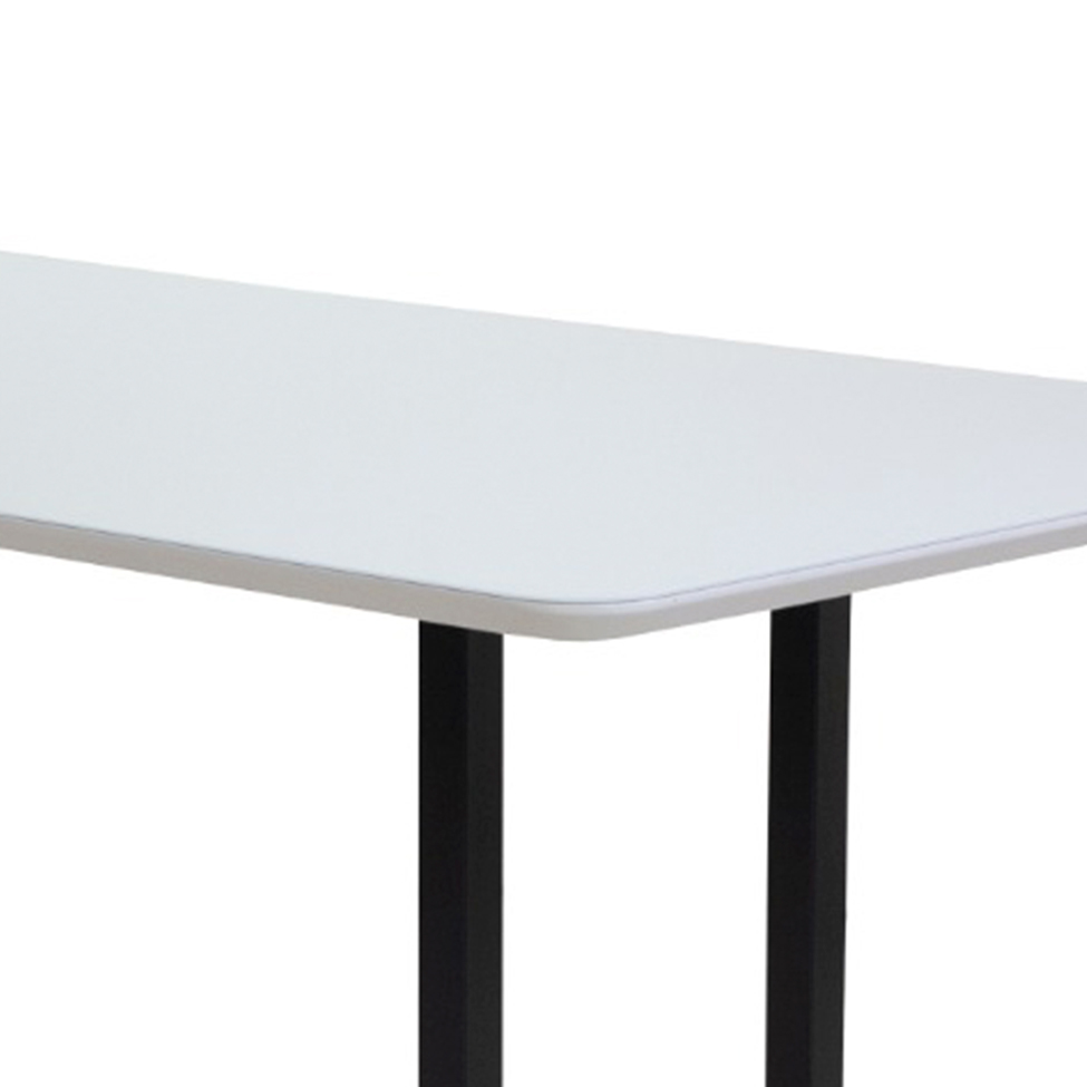 Mesa de Jantar Retangular com Tampo de Vidro Itália Branca e Preta 160 cm