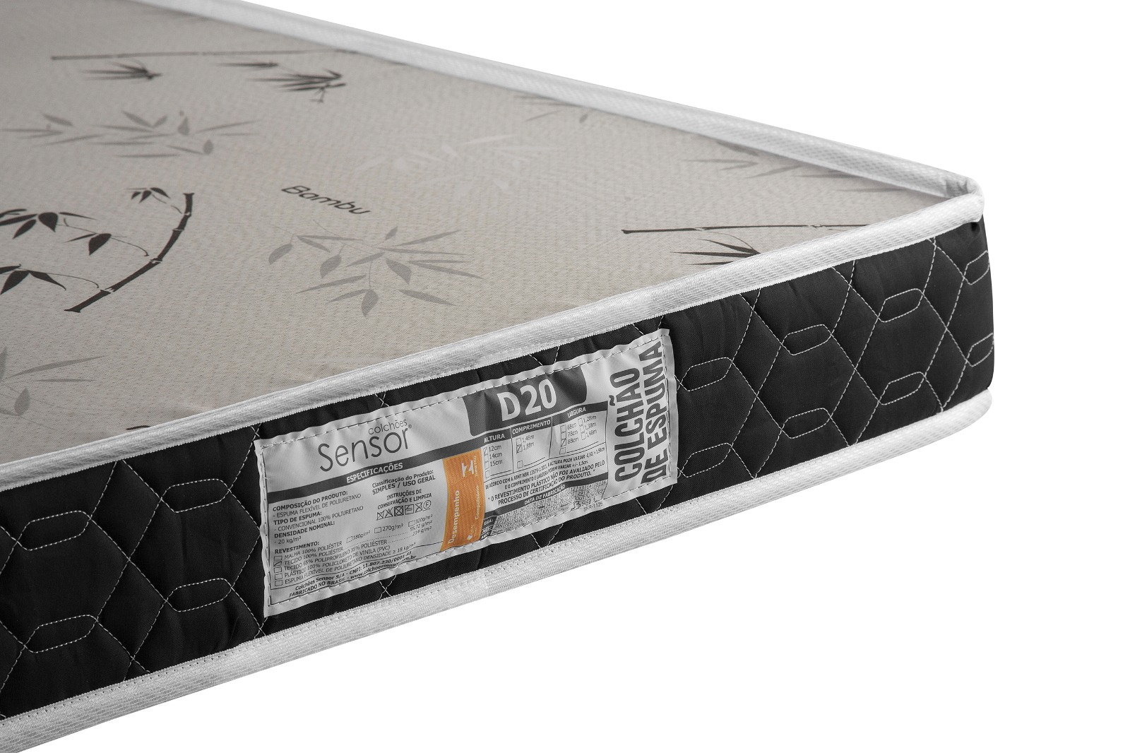 Colchão Solteiro De Espuma Selado INMETRO Anti Germes Macio D20 100% Inteiro Espuma 78x188x12 Sy