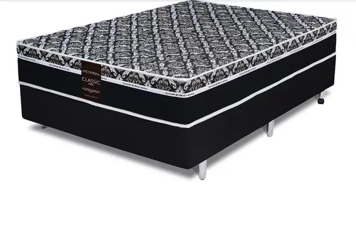 Kit Colchão Queen Size Molas De Fio Continuo Confortável Alta Qualidade Certificado Pelo Inmetro + Cama Base Box Luxo Cfl