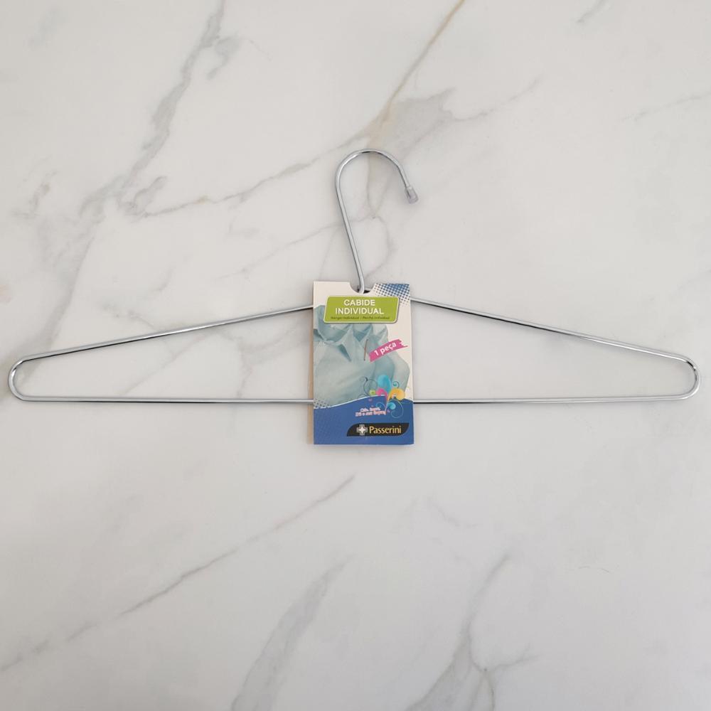 Cabide Cromado de Roupa Unitário Simples para Guarda Roupas Closets Passerini
