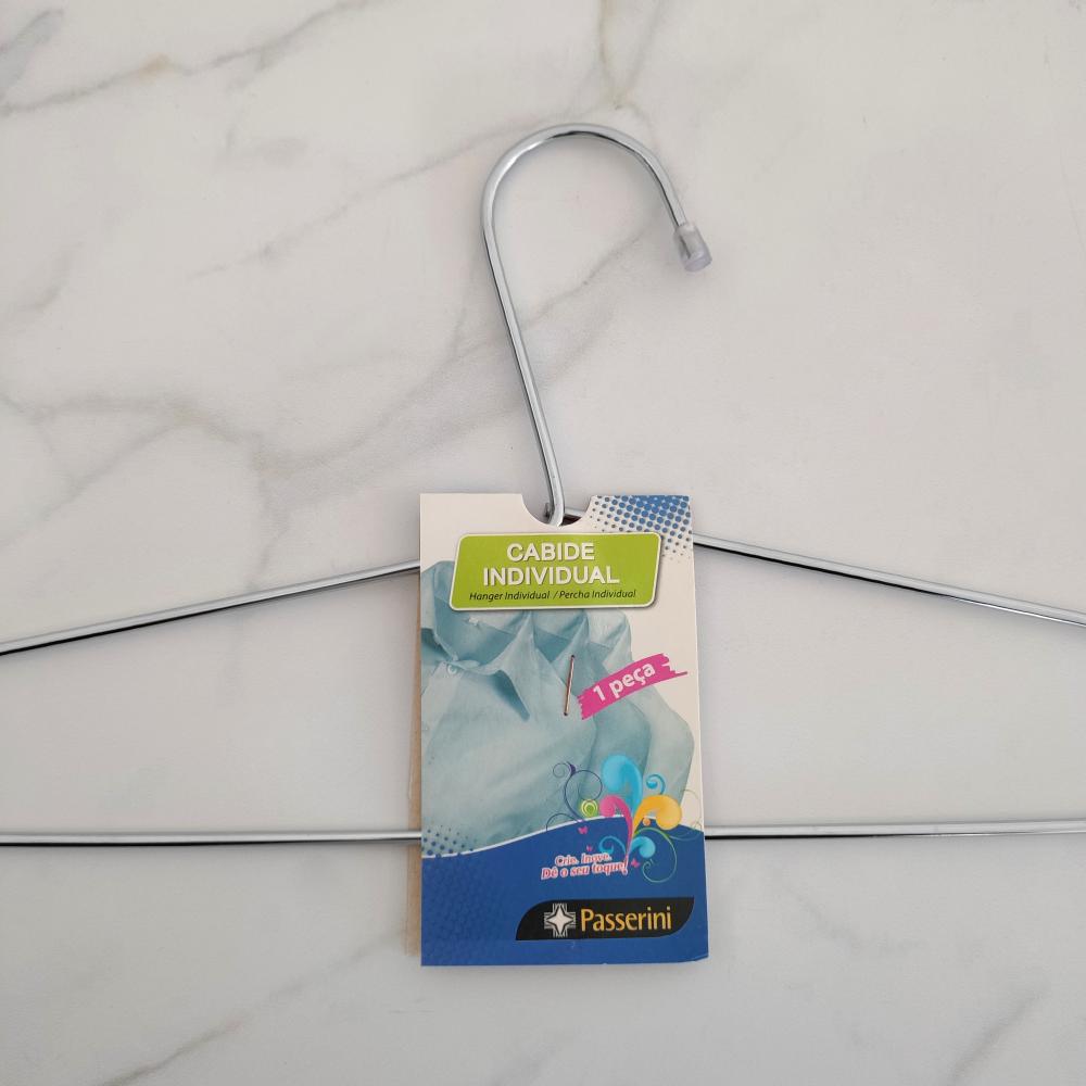 Cabide Cromado de Roupa Unitário Simples para Guarda Roupas Closets Passerini