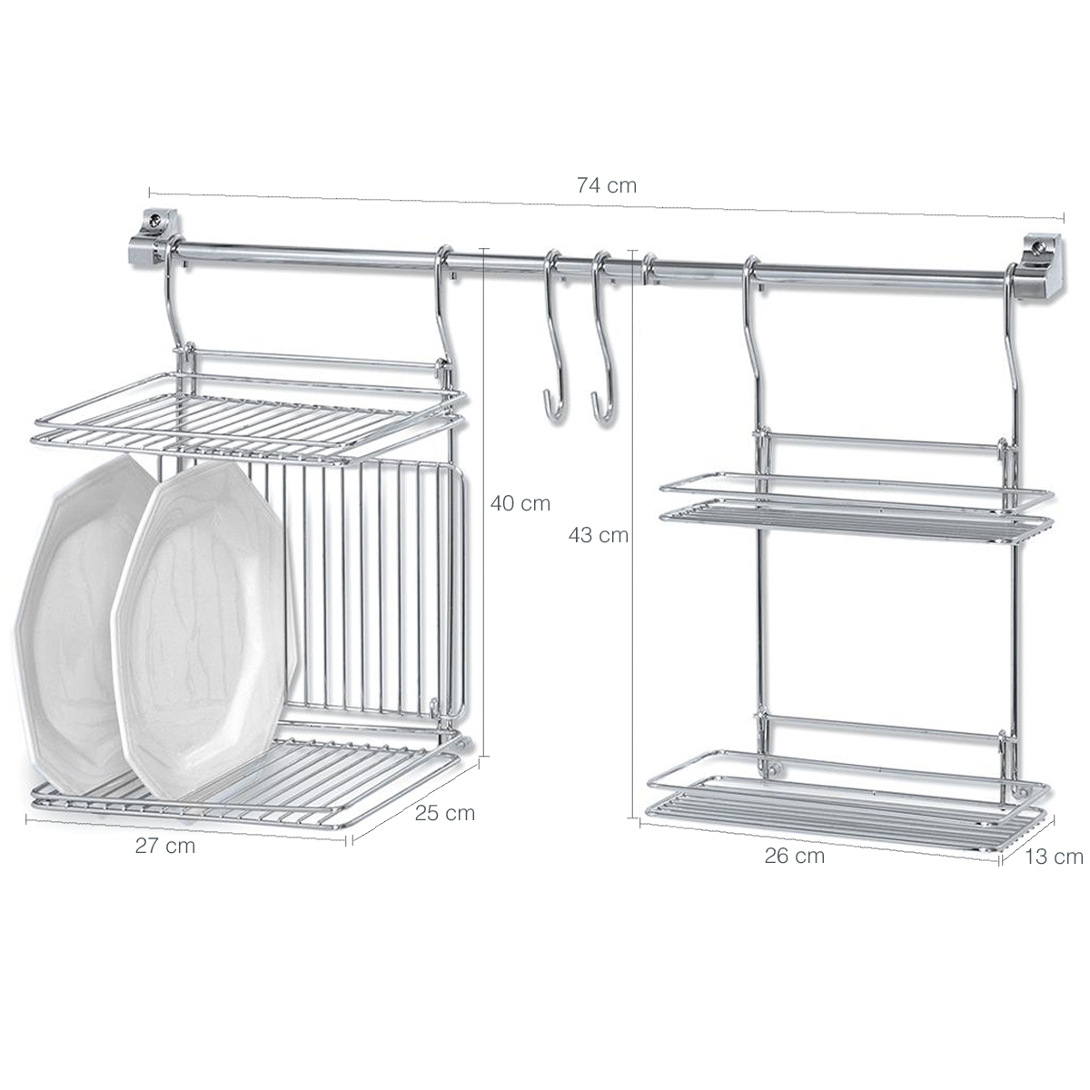 Kit Cozinha Barra Escorredor De Louças Prateleira Condimentos