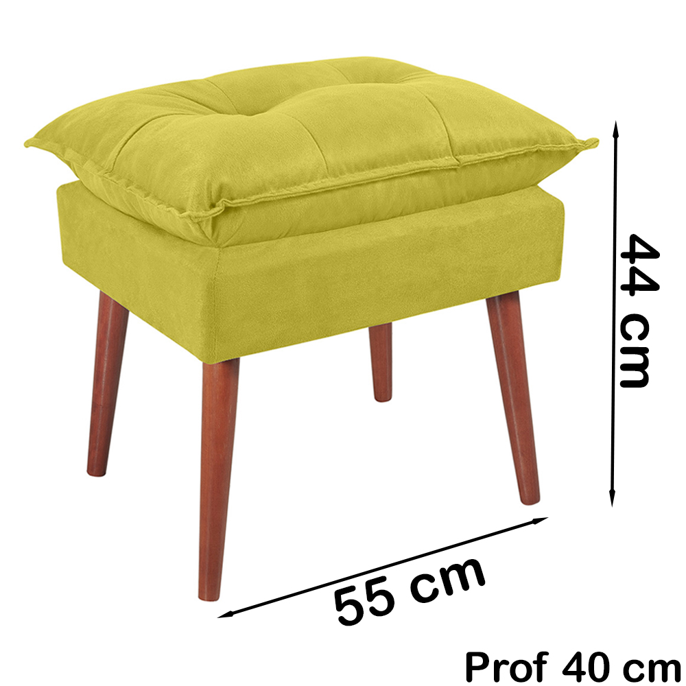 Kit 2 Puff Puf Opall Pes Palito 55x40cm Suede Amarelo MPassos