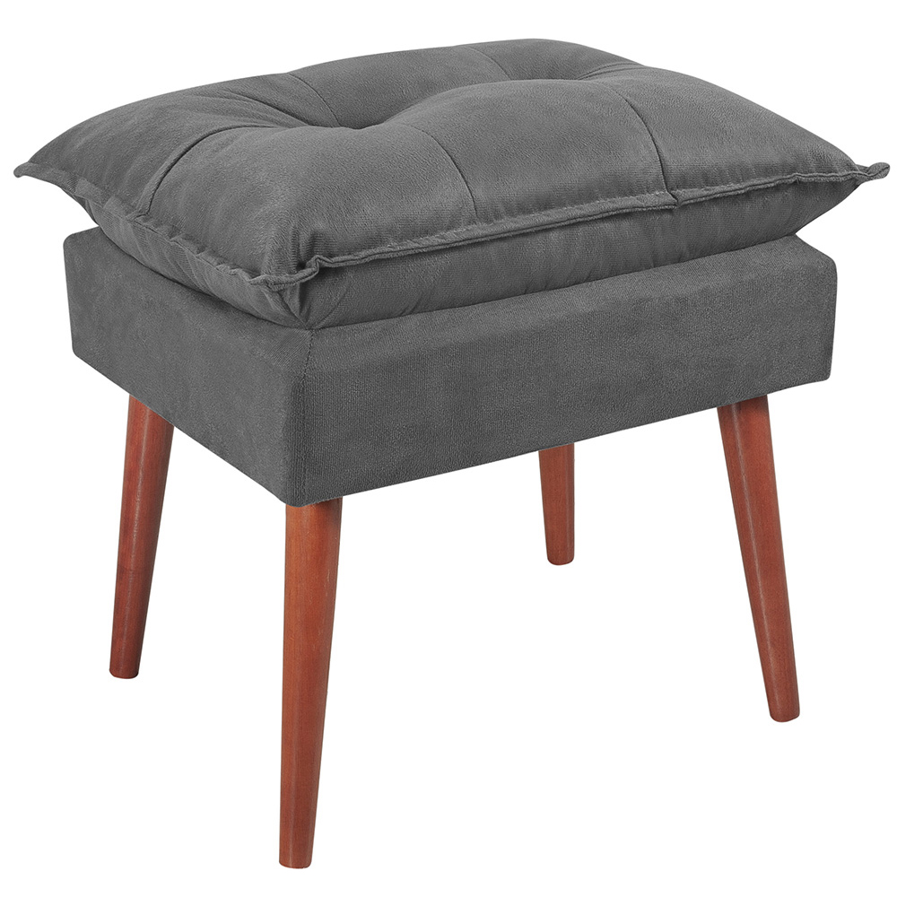Kit 2 Puff Puf Opall Pes Palito 55x40cm Suede Cinza Escuro MPassos