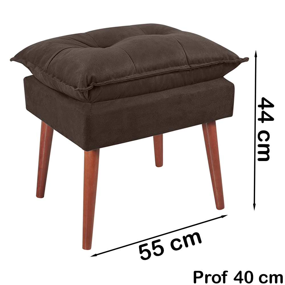 Kit 2 Puff Puf Opall Pes Palito 55x40cm Suede Marrom MPassos