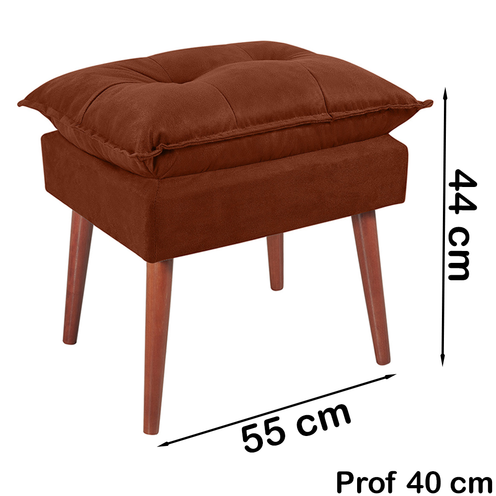 Kit 2 Puff Puf Opall Pes Palito 55x40cm Suede Terra Cota MPassos