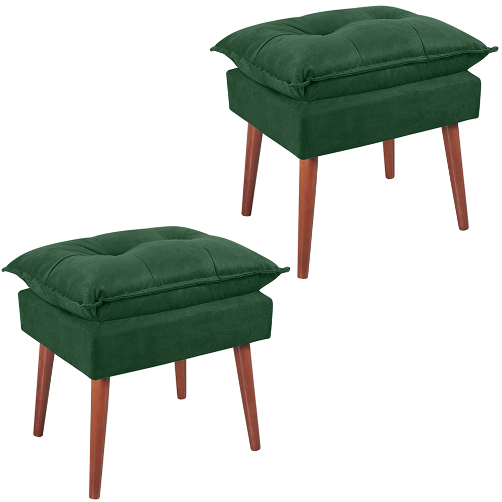 Kit 2 Puff Puf Opall Pes Palito 55x40cm Suede Verde MPassos