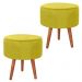 Kit 2 Puff Puf Redondo Pes Palito 44x40cm Suede Amarelo MPassos