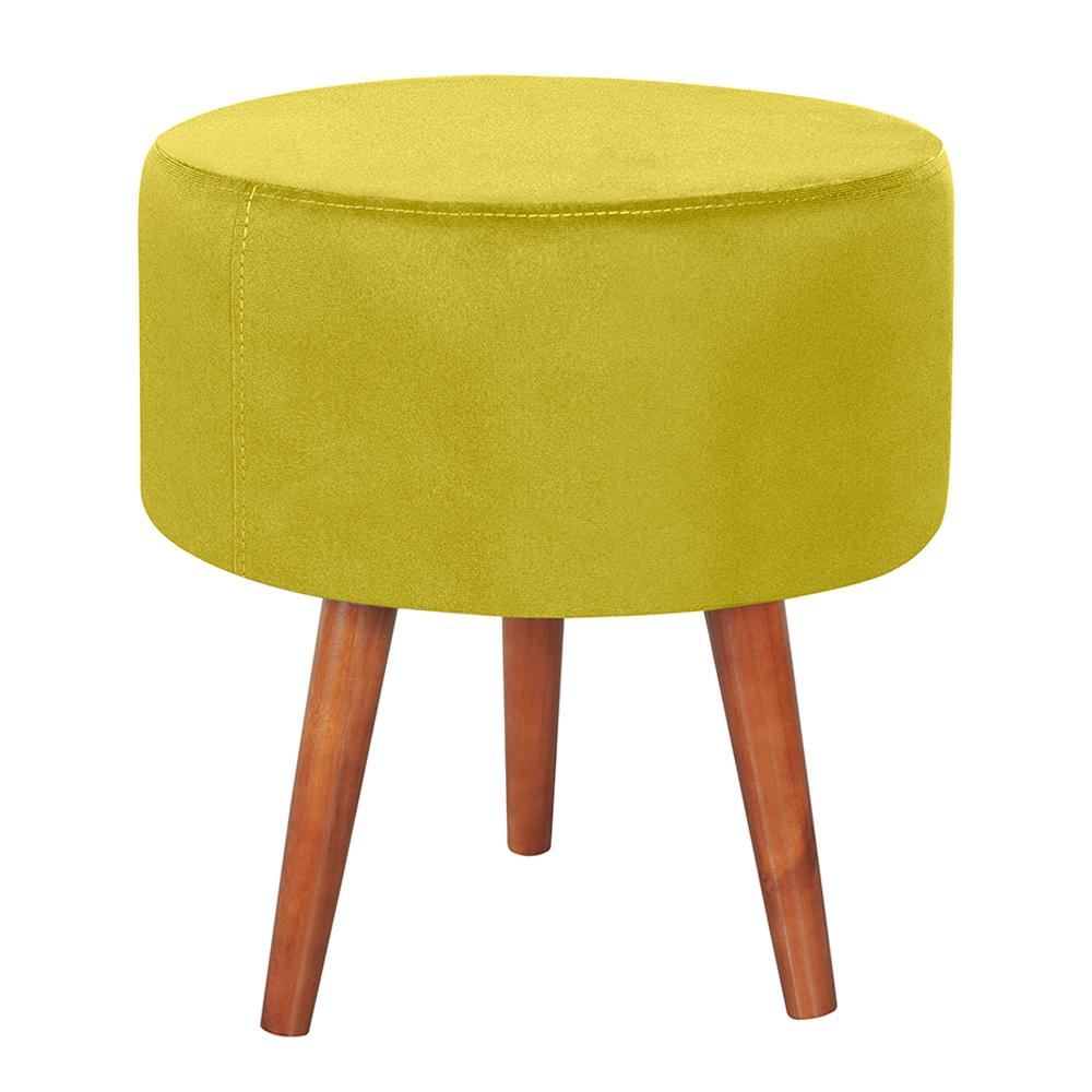 Kit 2 Puff Puf Redondo Pes Palito 44x40cm Suede Amarelo MPassos